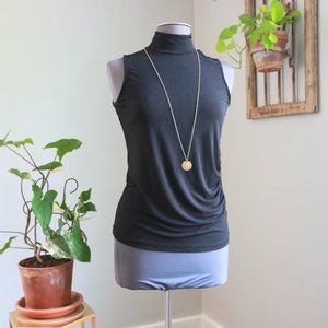 JONES NEW YORK  SMALL HALF TURTLENECK Sleeveless Tank Shirt BLACK